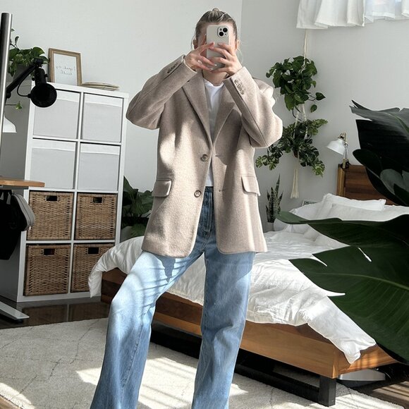 &OtherStories Oversized Wool Blazer in Sand 32 - Picture 6 of 14